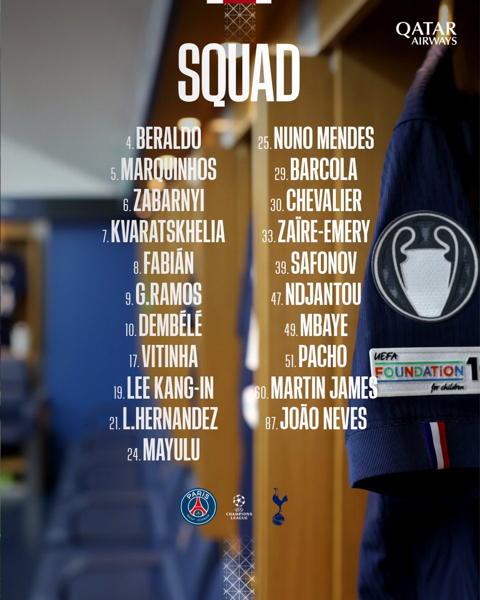 PSG_inside's tweet image. 📋 Le groupe convoqué par Luis Enrique ! 🔴🔵

#UCL