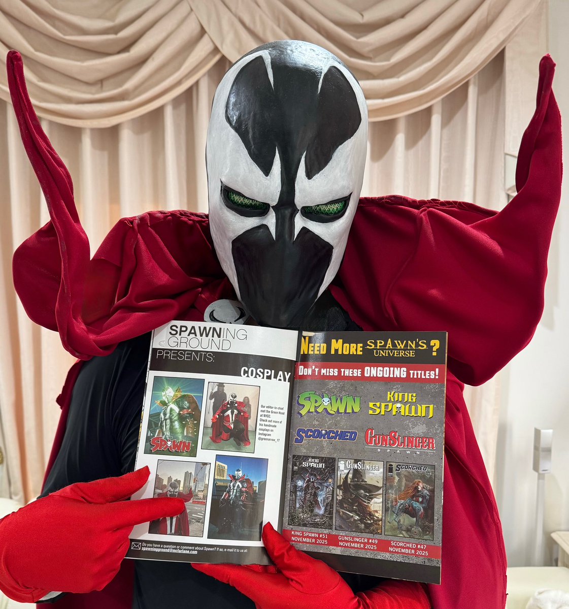 GreenArrow17's tweet image. ついに！！
スポーン誌に載ることができました！！

NYCCでマクファーレンプロダクションの編集長さんからお声がけいただき、この度掲載させていただけることになりました！

スポーン 370巻
絶賛販売中です！！

Thank you very much! @Todd_McFarlane 

#spawn #imagecomics #コスプレ