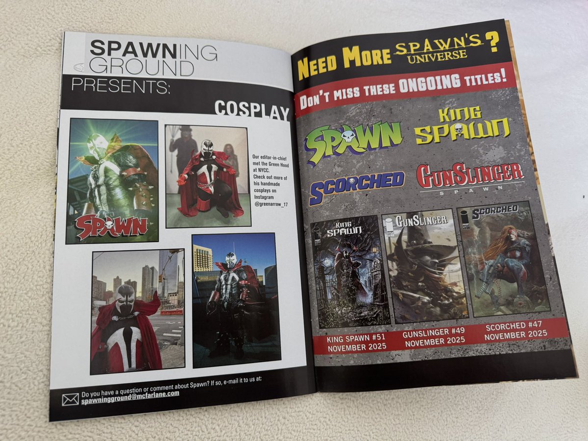 GreenArrow17's tweet image. ついに！！
スポーン誌に載ることができました！！

NYCCでマクファーレンプロダクションの編集長さんからお声がけいただき、この度掲載させていただけることになりました！

スポーン 370巻
絶賛販売中です！！

Thank you very much! @Todd_McFarlane 

#spawn #imagecomics #コスプレ