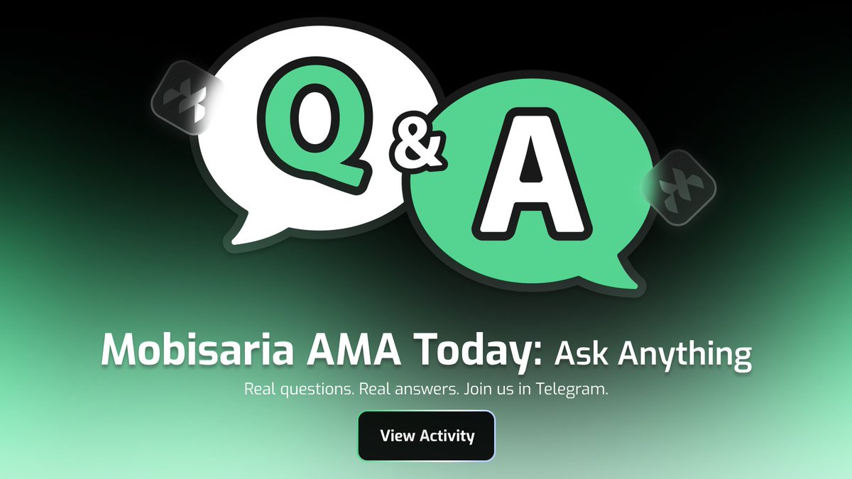 📣 We’re hosting an AMA today on Telegram!

Ask us anything about Mobisaria rewards, the mini-game, updates, or what’s coming next.

Real questions. Real answers.

Join the conversation 👇
👉 t.me/Mobisaria_Glob…

#Mobisaria #MBSR #AMA