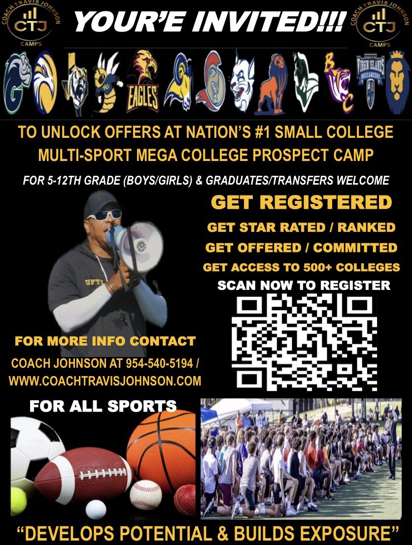 🎄 $25 OFF HOLIDAY SPECIAL 🎄 

🚨WHO’S GOT NEXT???
✅TO UNLOCK OFFERS/ STARS/RANKINGS AT NATIONS #1 MULTI-SPORT SMALL COLLEGE MEGA COLLEGE PROSPECT CAMPS WHICH INCLUDES CURRICULUM THAT TRAINS YOU HOW TO BEAT THE ODDS AND BECOME A COLLEGE PROSPECT/EARN COLLEGE SCHOLARSHIP  AND