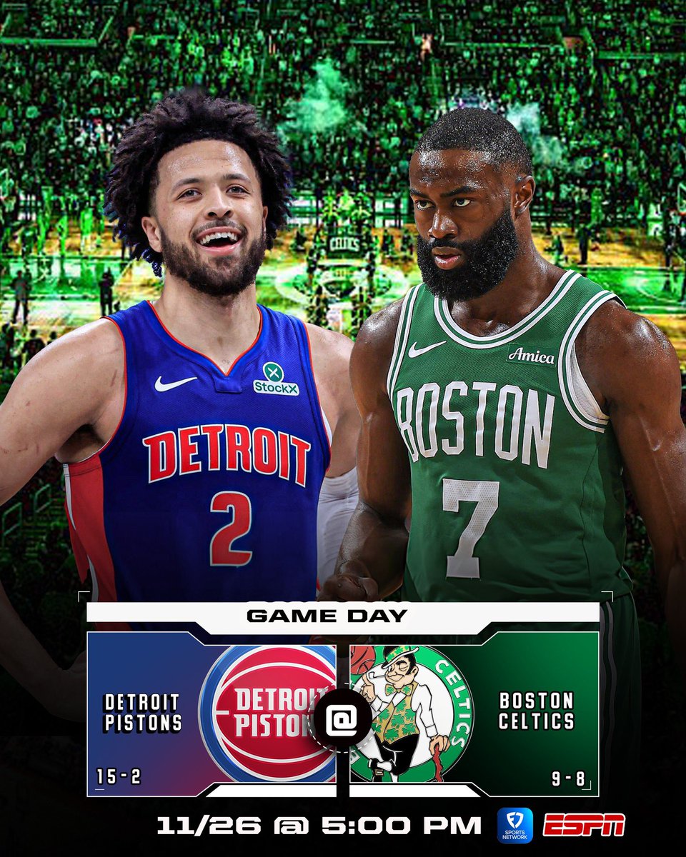 Pistons__Talk's tweet image. Game day 🏀
The game starts at 5:00 PM ⏰
Watch the game on FanDuel Sports Network Detroit or  ESPN 📺 
Listen to the game on WWJ 950 AM 📻