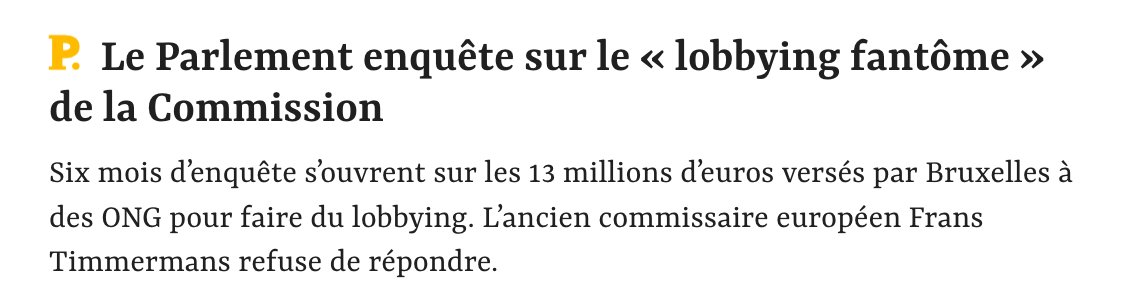 DocuVerite's tweet image. Le Parlement européen ouvre une enquête de six mois sur un scandale embarrassant pour la Commission : 13 millions d’euros versés à des ONG pour faire du lobbying… en faveur même des politiques de Bruxelles, notamment du Pacte vert. Les ONG auraient aussi été financées pour…