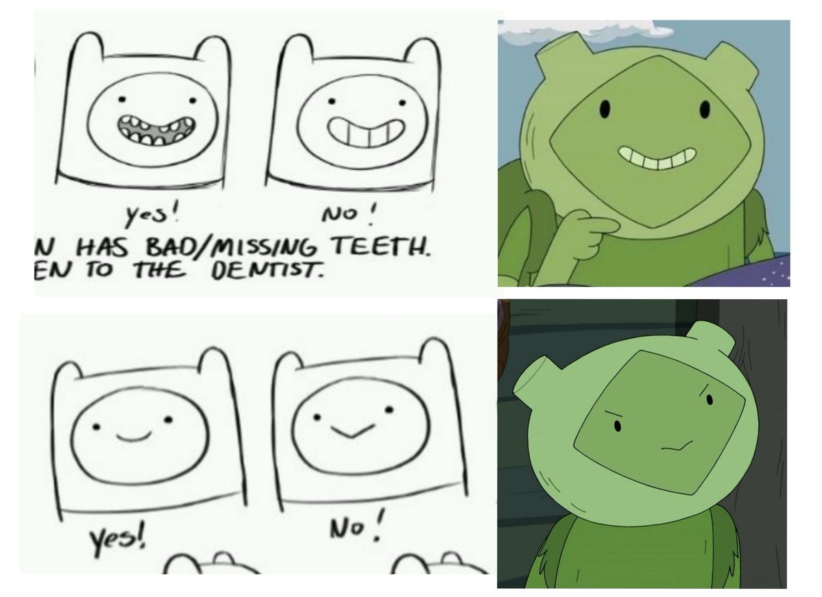 sunny_meel's tweet image. I was looking at the official Adventure Time style guide and noticed that Finn&apos;s expressions marked &quot;No&quot; are basically Fern&apos;s expressions. I thought it was cute.