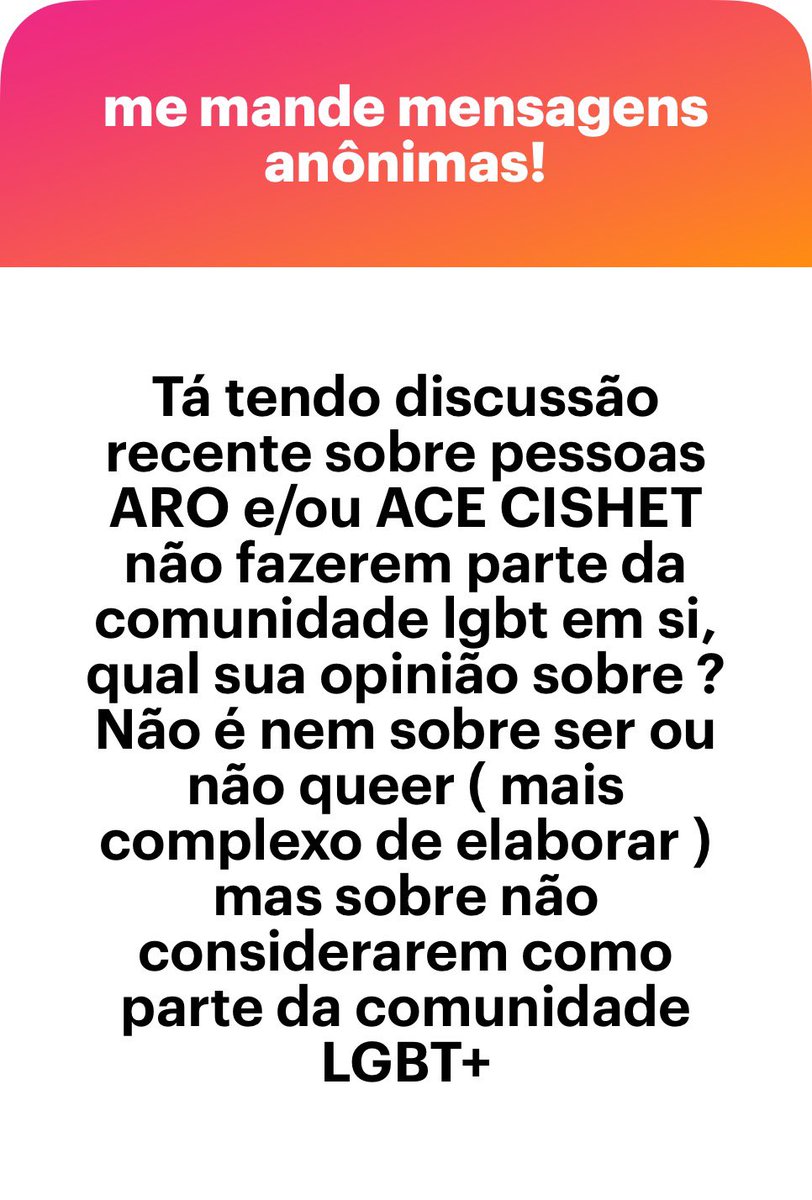 Eu não tô aqui pra ser a polícia da identidade até porque eu sou uma pessoa adulta. A minha questão é que, no fim do dia, sem um direcionamento político específico, fazer ou não parte de uma comunidade não significa porríssima nenhuma (e eu falo isso pra toda identidade mesmo)
+