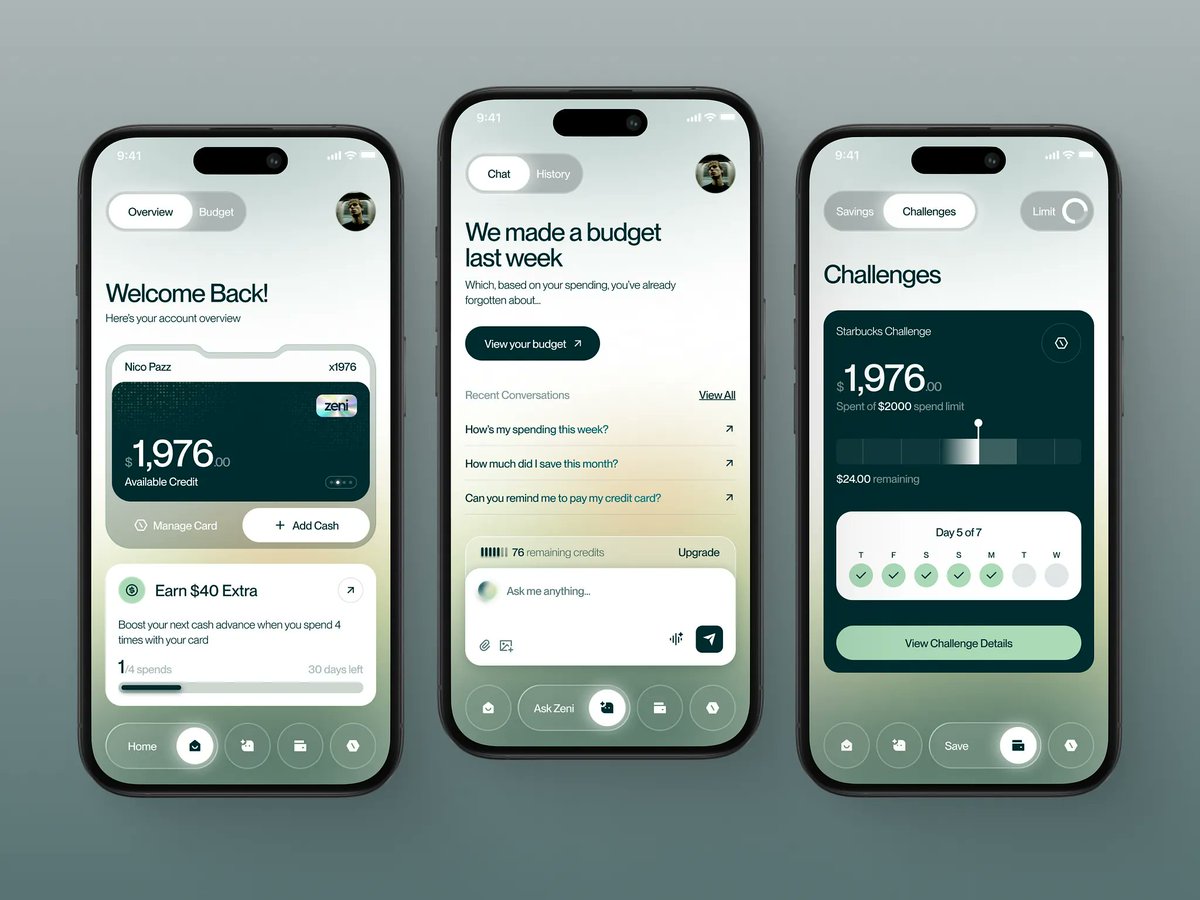 TamimAlArafat's tweet image. Exploring a clean and calm mobile fintech UI with soft gradients, clear hierarchy and friendly interactions.

Tried to make budgeting feel simple and human.
What do you think of this direction?

#FintechUI #MobileAppDesign