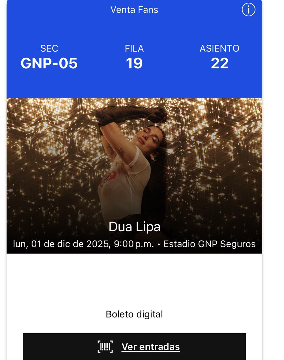 _InvaderSam's tweet image. Vendo boleto de Dua Lipa sección GNP-05 en $3900 @mx_tickets me ayudas?