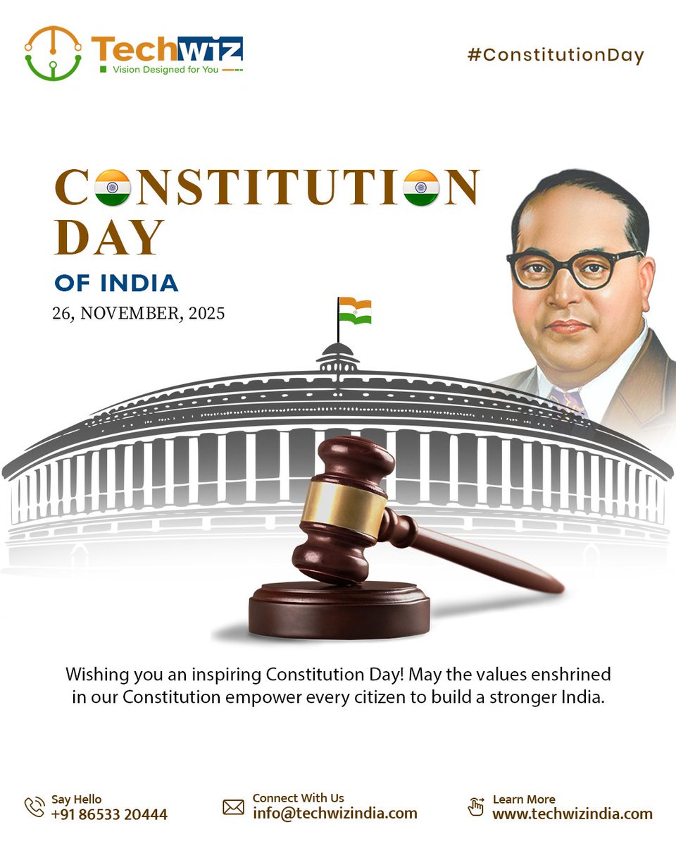 techwizind's tweet image. Greetings on Constitution Day
A day to honor the vision that strengthened our democracy. Let’s uphold the spirit of justice, liberty, equality, and fraternity. 🇮🇳
#ConstitutionDay #India #WeThePeople #Samvidhan