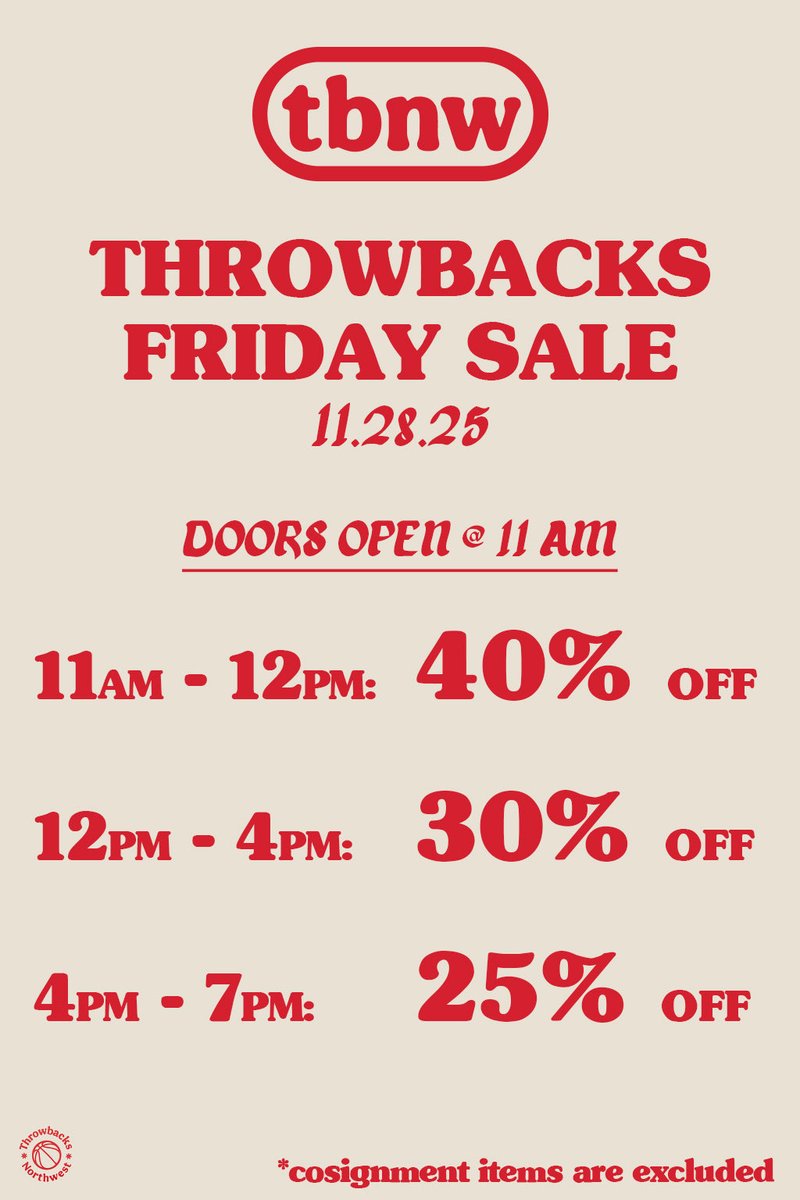 ThrowbacksNW's tweet image. Throwbacks Friday Sale this Friday!
