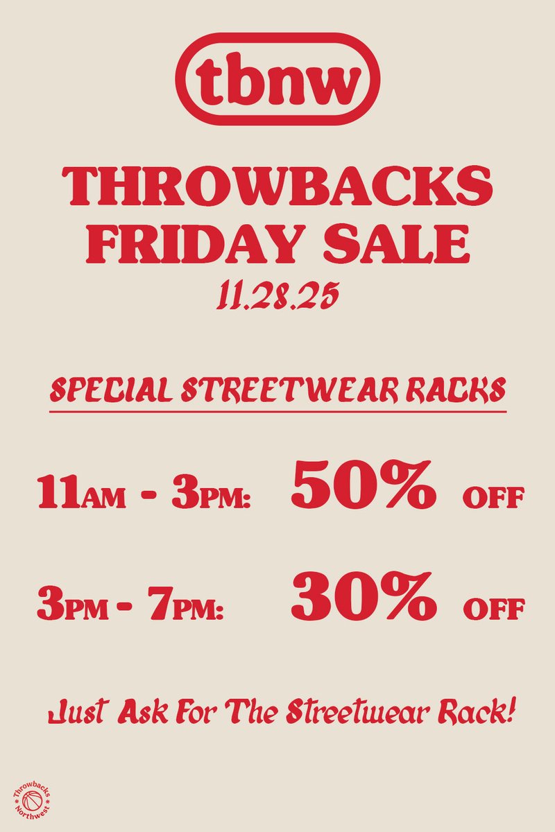 ThrowbacksNW's tweet image. Throwbacks Friday Sale this Friday!