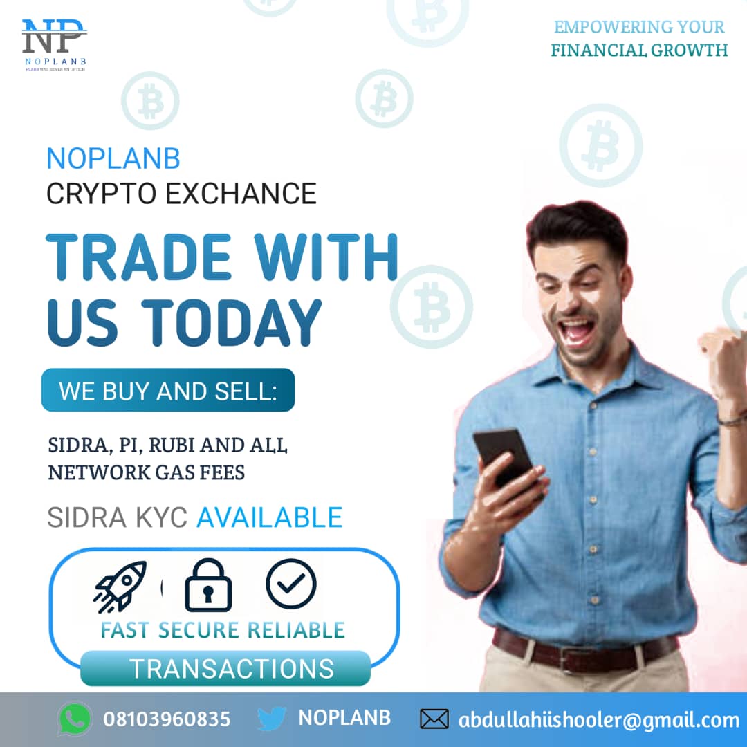 NOPLANB_P's tweet image. GM from NOPLANB EXCHANGE ☀️
Fast • Trusted • Reliable•

Buying/Selling SIDRA, USDT &amp;amp; more plus Sidra KYC.
DM to trade. ✊💱

MY WHATSAPP NUMBER: +2348103960835

#NOPLANB #SIDRA #P2P