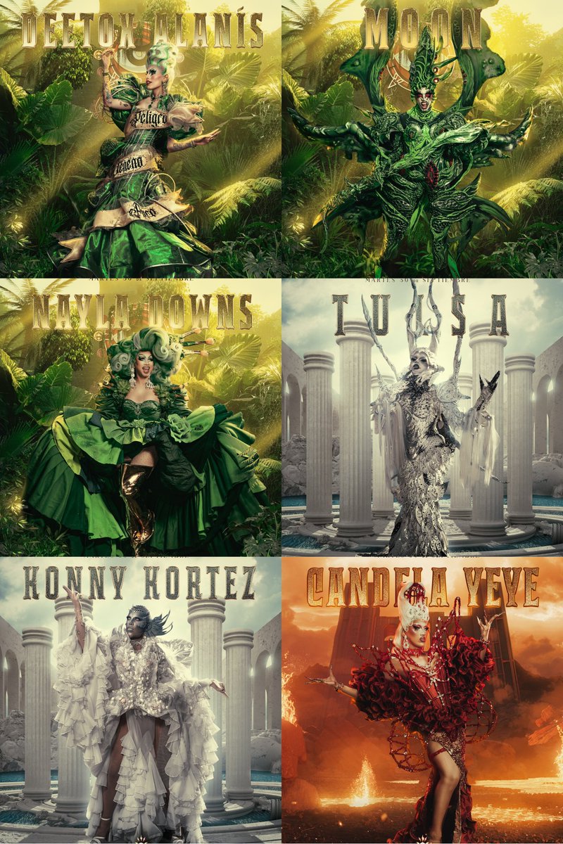 DragBasee's tweet image. These six queens are the semi-finalists of La Más Draga 7.
Who are you rooting for?

#LMD7