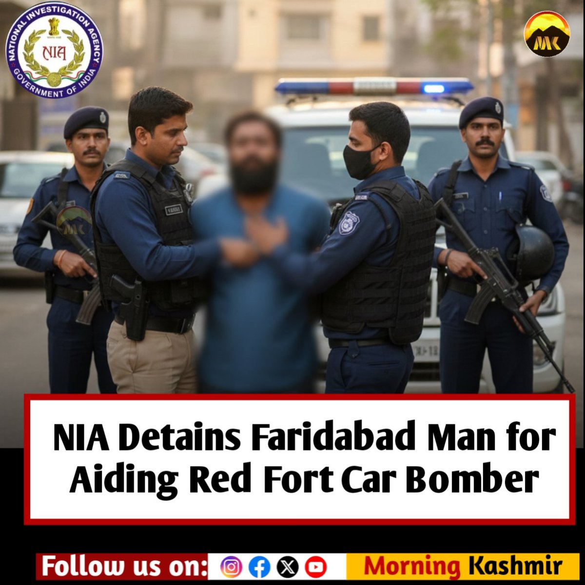 morningkashmirX's tweet image. #Breaking || NIA Detains Faridabad Man for Aiding Red Fort Car Bomber
#NIA #redfort #Faridabad #Delhi #viral @NIA_India