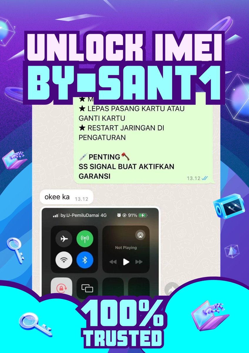 sa4nti_gadget's tweet image. Halo sobat X mimin buka jasa unlock/unblock imei ya kakak,jika ada kendala dengan jaringan nya kakak bisa inbox mimin ya kakak,setiap paket kita bergaransi ya kakak 📱🌸

Konsultasi WA📲👇🏻
wa.me//6285658168133