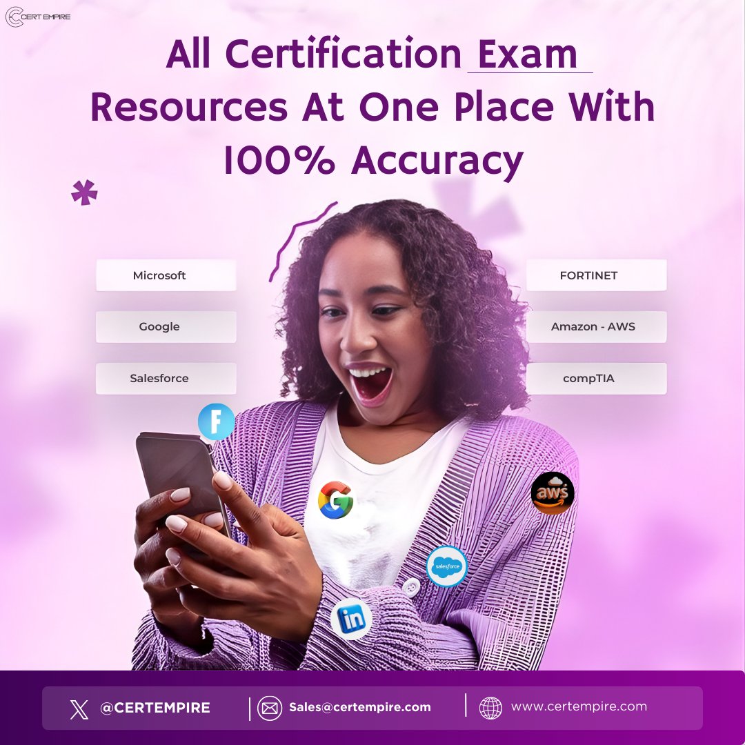 CertEmpire's tweet image. Stop searching everywhere. Get every certification exam resource you need in one trusted place.
Visit Now🔎certempire.com
#CertEmpire #ITCertification #ExamPrep #TechCareer #StudySmart #EpicCertification #HealthIT #exam #dumps #microsoft #AWS #comptia #oracle #CISSP