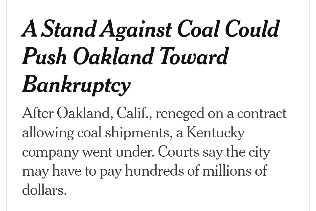 For the City of Oakland, virtue signaling could be costly.