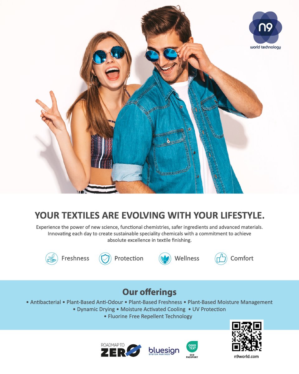MagazineTextile's tweet image. Innovating for a sustainable tomorrow! 🌱 N9 World Technology, a Resil Chemicals subsidiary, delivers advanced, eco-friendly solutions for hygiene and wellness in textiles. 

𝐓𝐨 𝐊𝐧𝐨𝐰 𝐌𝐨𝐫𝐞: n9world.com

#SustainableTextiles #N9WorldTech #TextileInnovation