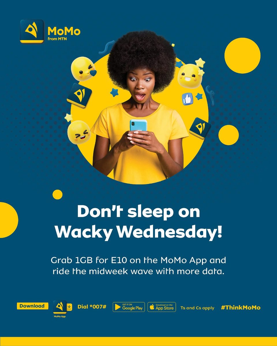 mtnmomosz's tweet image. Stay connected for less this Wednesday. Enjoy 1GB of data at only E10 exclusively on the MoMo App. Available every Wednesday simple, affordable and most importantly no buffering.
#TiniTwitter #wackywednesday #momoapp