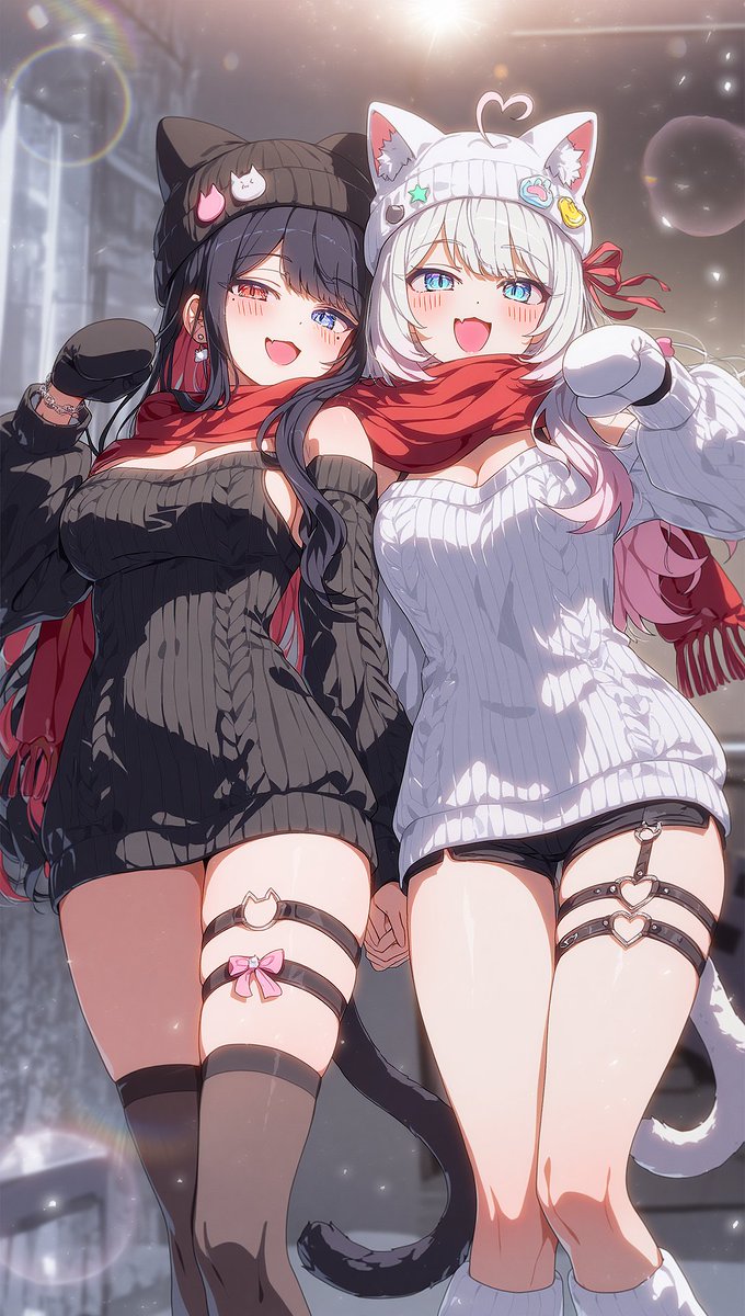 Nyahaha, the idea I thought of with <a href="/lunar_virgo_ex/">るなばる</a>'s Riko-chanya~! Hope you like it Lunya and hope everyone is being comfy-nya~! ❤️💙

I actually wanted to be under the kotatsu-nya! But since that will be landscape-nya, I opted for shared scarf-nya! Nyahaha~

I want to be super