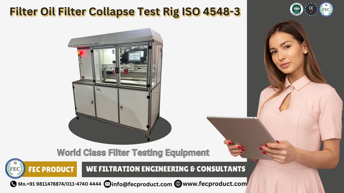 tp13662's tweet image. ISO 4548-3 oil filter collapse test on our test rig to check how much pressure the filter can handle before failing.
📧 Email: sales@fecproduct.com
📞 Call/WhatsApp: +91 9811478874
🌐 Website: fecproduct.com
#FilterManufacturing #FECProduct