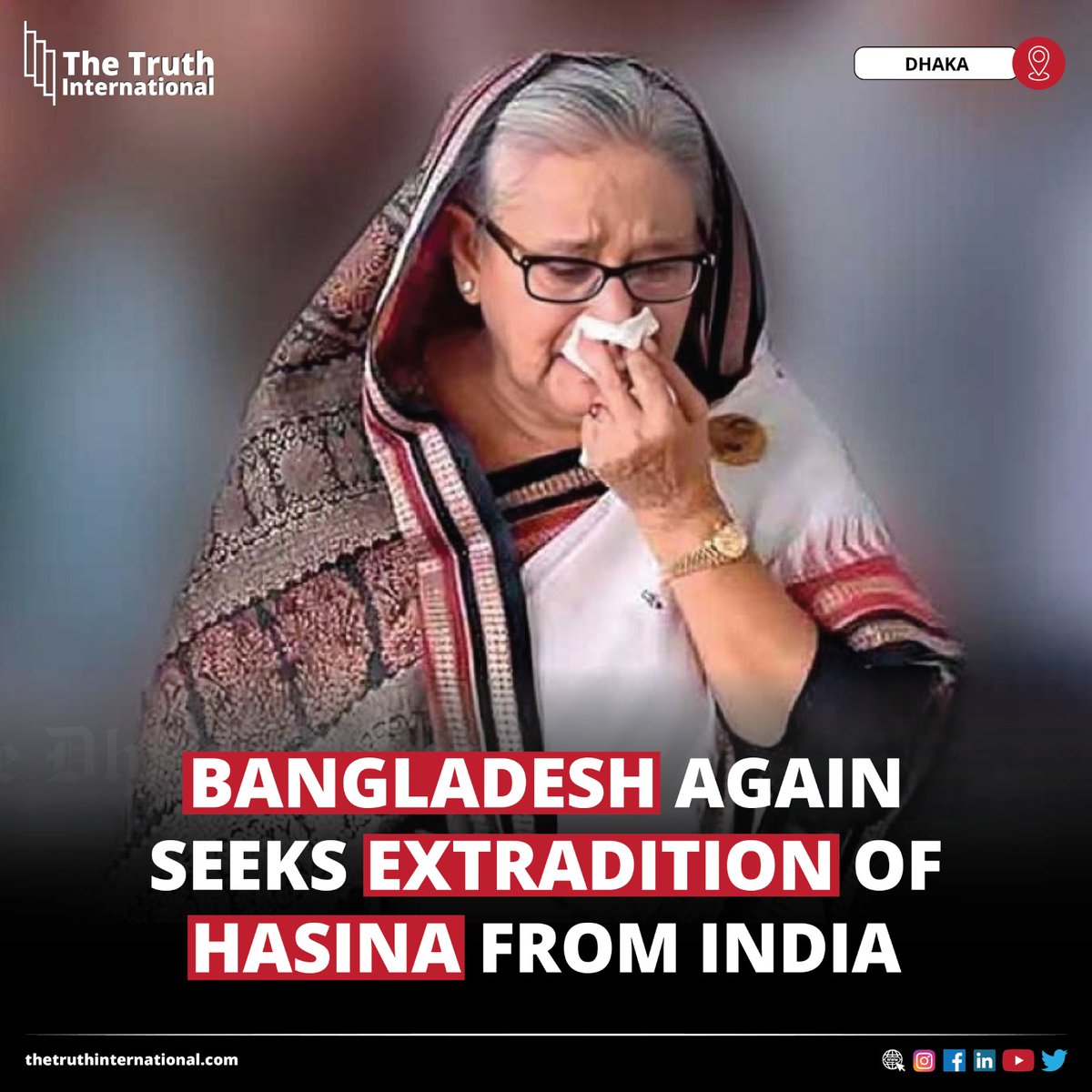 ttimagazine's tweet image. Bangladesh Again Seeks Extradition of Hasina from India

FOR MORE INFO: thetruthinternational.com/bangladesh-aga…
 
#Bangladesh #Seeks #Extradition #Hasina #India #NewDelhi #Dhaka #TTI