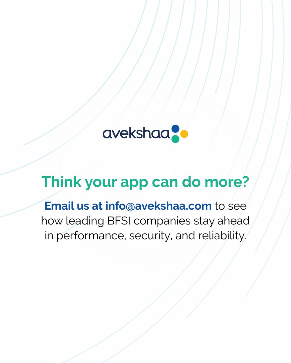 avekshaa's tweet image. Is your banking app really ready to scale?

A quick self-check can reveal what’s slowing you down.

If you paused on even one point, let’s fix it.

Reach out to : info@avekshaa.com | +917289015049

#Fintech #BFSI #PerformanceEngineering #SystemReliability
