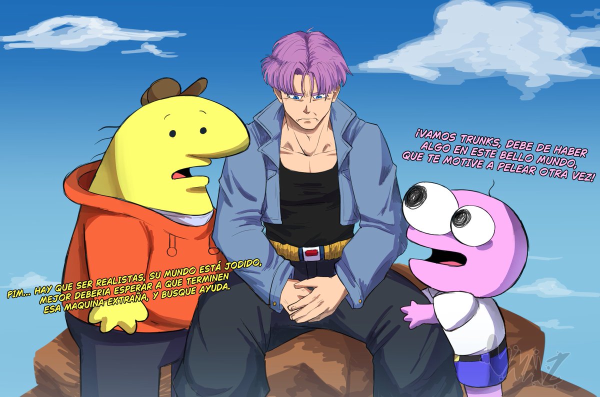 VENNE_ZZ's tweet image. Lo gracioso que seria que los smilling friends ayuden a otros personajes de la ficción (échale ganas, Trunks)