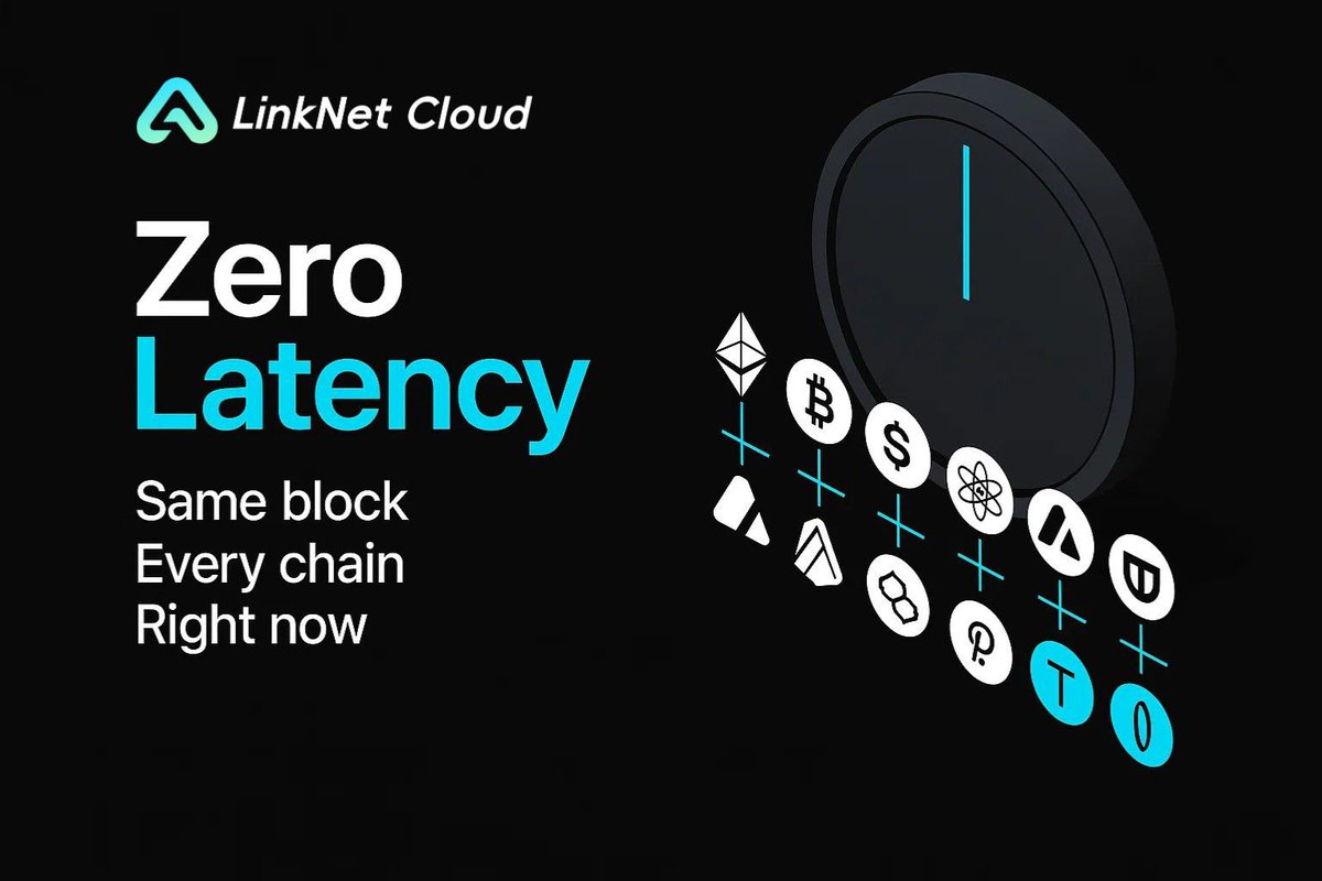 LinkNet_Cloud's tweet image. 0⃣️ latency isn’t just speed — it’s a whole new execution model. ⚡

LinkNet Cloud syncs every chain to the same block in real time, so actions land everywhere at once with no waiting, no drift, no guessing. 🧠

When every chain moves together, multi-chain  feels instant now.