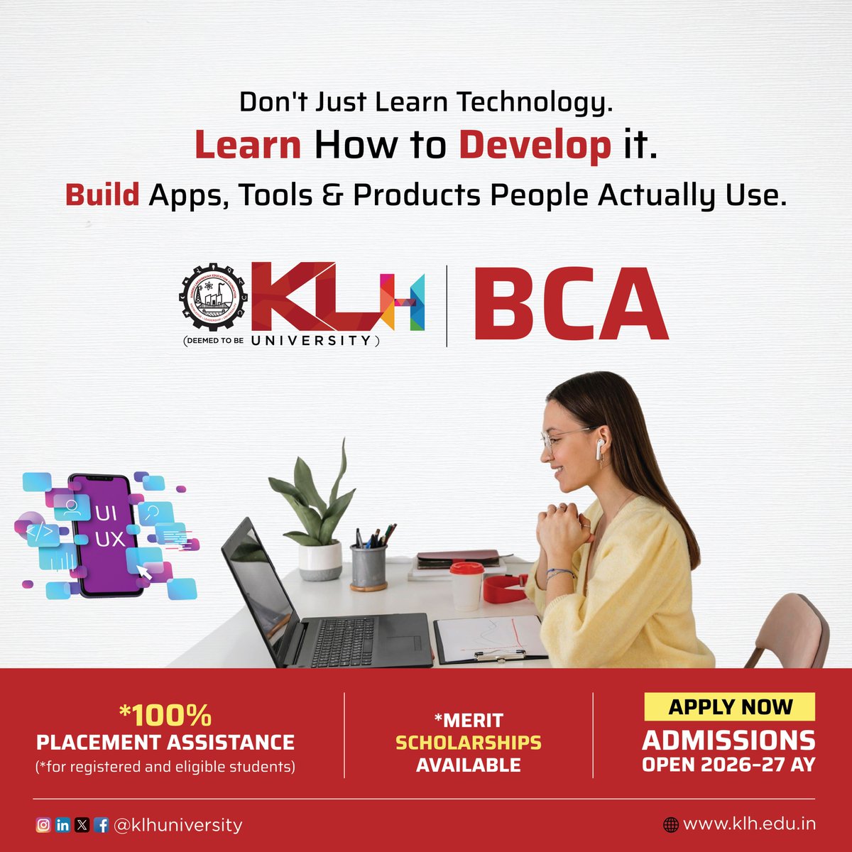 klhuniversity's tweet image. KLH’s BCA program builds strong foundations in programming, databases, web development, and cloud tech. With hands-on training and specializations like AI &amp;amp; Cyber Security, you’re prepared for roles in software development and IT.

Apply: kluniversity.in/admissions-202…

#KLH #BCA