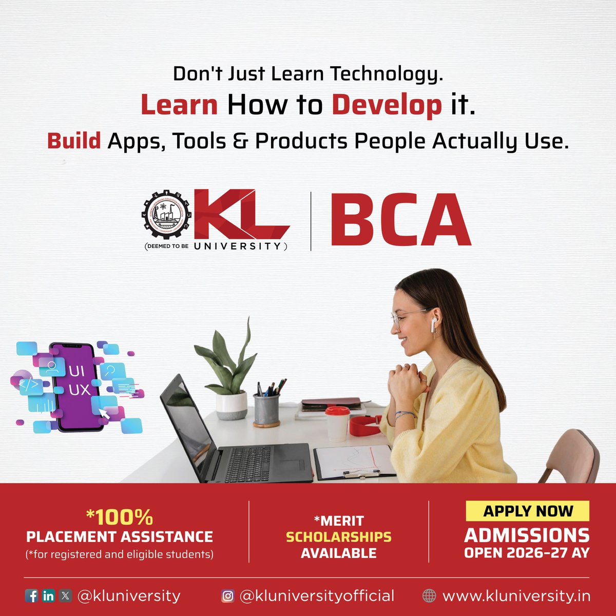 kluniversity's tweet image. KLU’s BCA program builds strong foundations in programming, databases, web development, and cloud tech. With hands-on training and specializations like AI &amp;amp; Cyber Security, you’re prepared for roles in software development and IT.

Apply: kluniversity.in/admissions-202…

#KLU #BCA