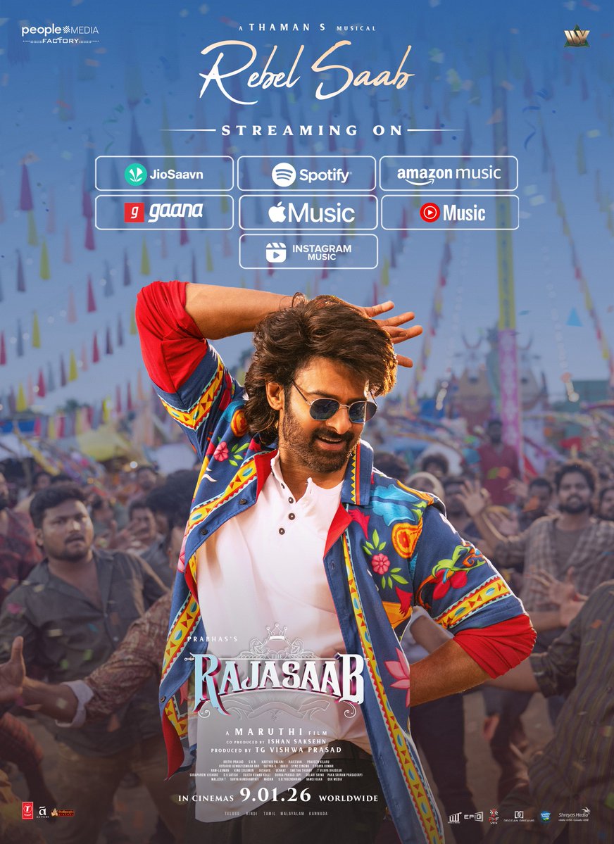 peoplemediafcy's tweet image. The REBEL HYSTERIA is real 😎

#RebelSaab has everyone on REPEAT and now it’s streaming everywhere for the nation to vibe on 🕺🔥

A @MusicThaman musical vibe 🎧

▶️ youtube.com/watch?v=k3p8CI…

#TheRajaSaabOnJan9th 
#TheRajaSaab #Prabhas @DirectorMaruthi #RiddhiKumar @vishwaprasadtg…