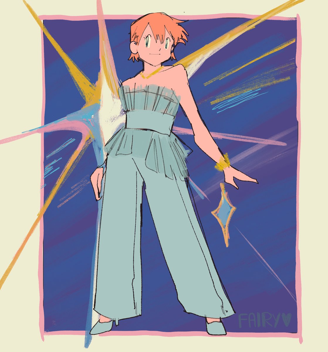 just misty in a fancy outfit