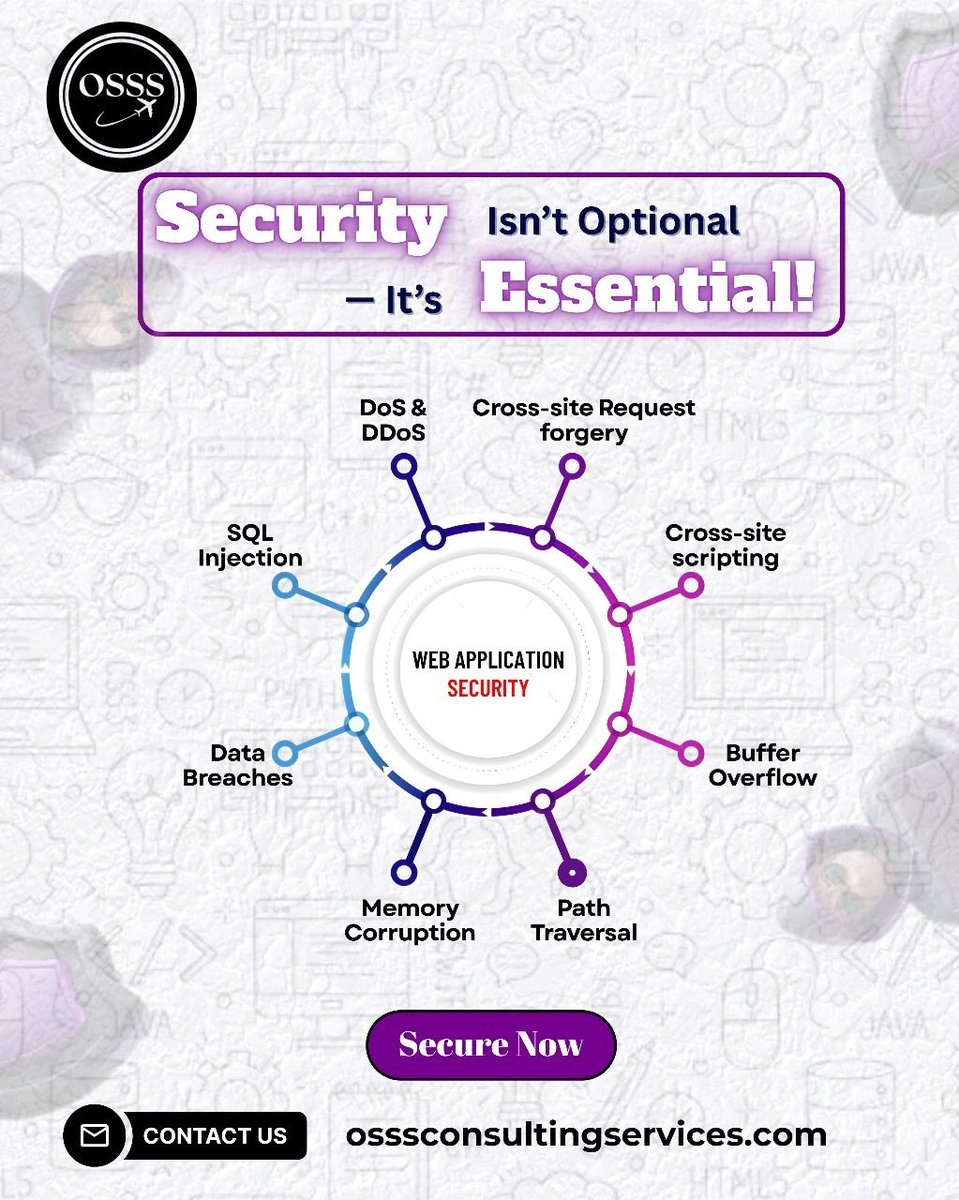 osssconsulting's tweet image. 🚨 Your web app is only as strong as its weakest vulnerability. Cyber-attacks happen every 39 seconds—security isn’t optional. From SQL Injection to DDoS &amp;amp; XSS, threats evolve fast, and so do we. 🔐 Secure today. 👉 osssconsultingservices.com #CyberSecurity #WebSecurity