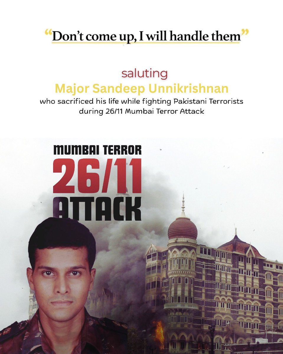 HonyCaptSubodh's tweet image. He didn’t just fight terrorists  he inspired a generation.
Major Sandeep Unnikrishnan, your bravery is poetry carved in sacrifice.
We remember you with pride and gratitude.