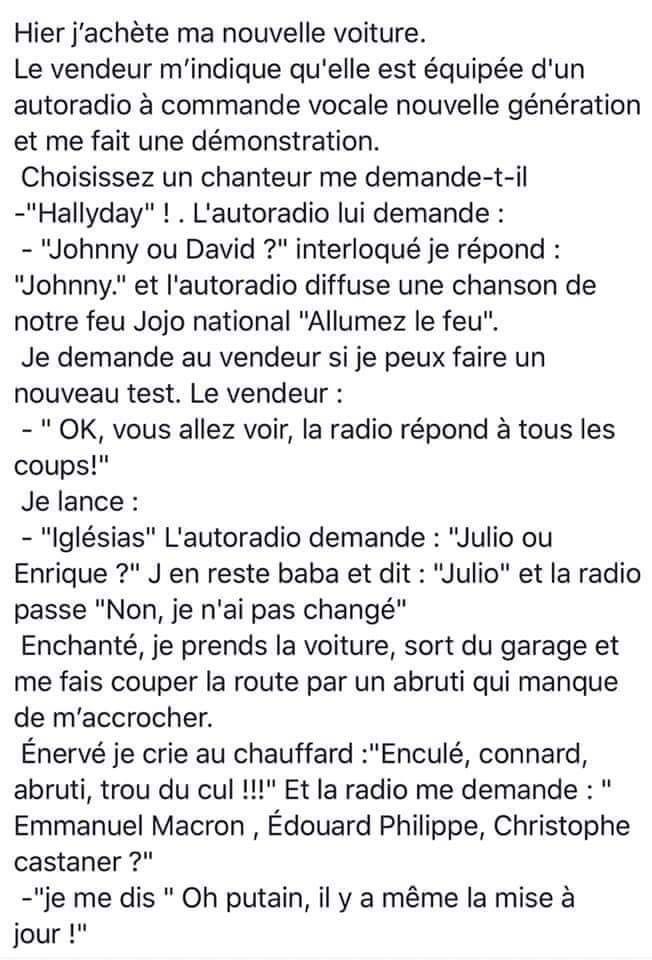 Bonjour. 
Je ne pense pas que ça  me plairait d'avoir une voiture avec cette technologie 😂😂😂
Je dois avouer que ce qui est bien, c'est d'avoir le choix. 
Les derniers, je les mets tous dans le même sac😂😂😂🤣
Je vous souhaite une très  belle journée. Bisous😘😘