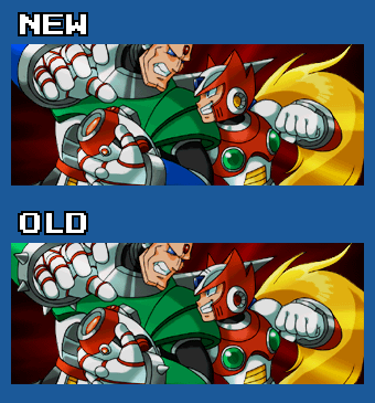 <a href="/dragon_none/">Ø</a> pointed out another inconsistency, this time in Zero’s X5 ending. Sigma’s wrist spikes were removed and arms recolored correctly, and Zero’s helmet vents and inner ear gem look much closer to his X1 design.