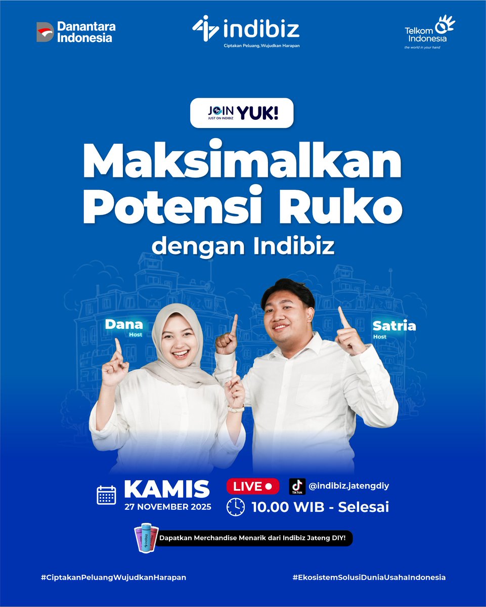 Indibiz_jtdiy's tweet image. Punya RUKO tapi belum maksimal cuan-nya? 🏢💰
Jangan lewatkan JOIN Yuk &quot;Maksimalkan Potensi Ruko Dengan Indibiz&quot;

🗓 : Kamis, 27 Nov 2025
⏰ : 10.00
📹 : Live TikTok @Indibiz.jatengdiy | tiktok.com/@indibiz.jaten…

Dapatkan Giveaway untuk yang aktif komen &amp;amp; share!🤩

#Indibizjtd