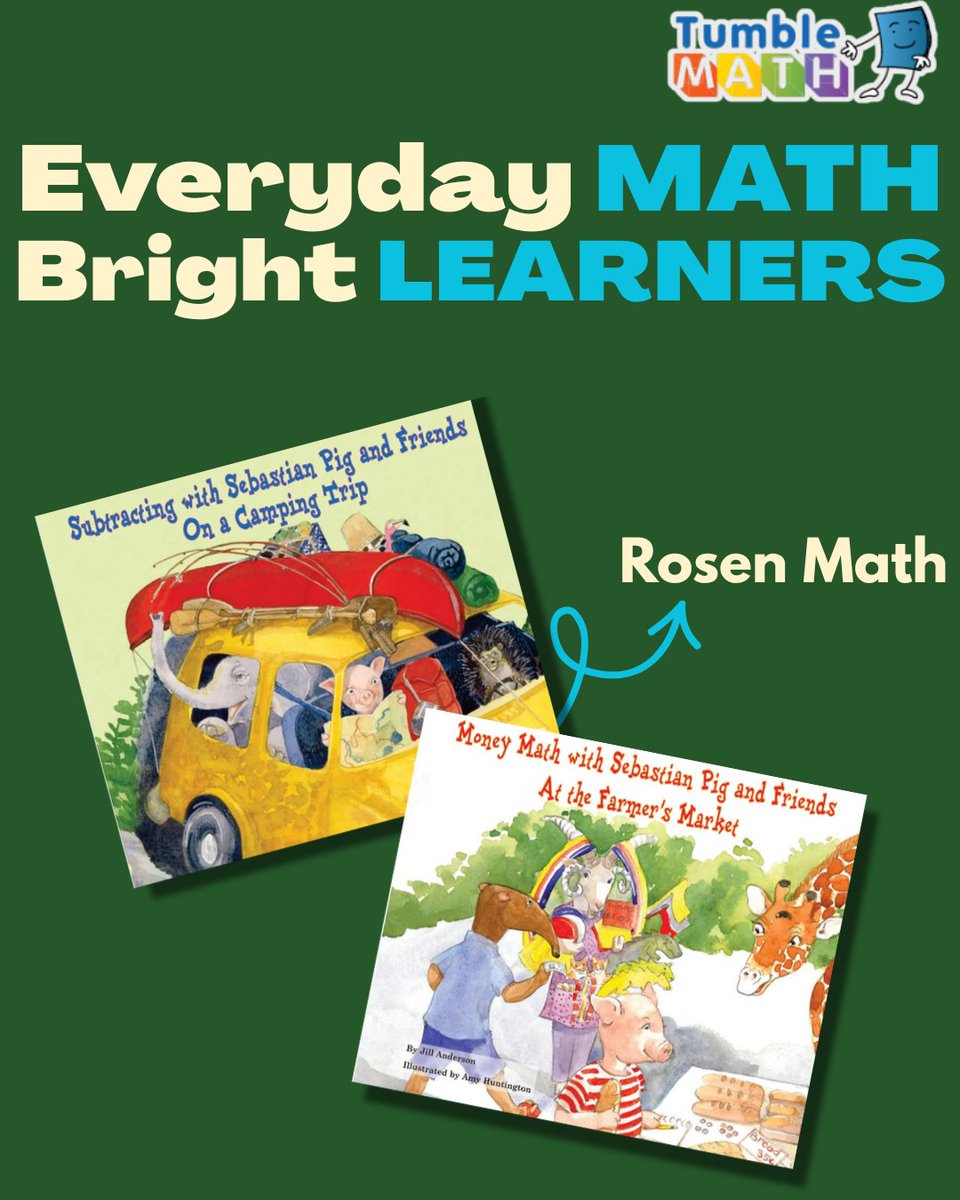 TumbleBooks's tweet image. 📚✨ Everyday MATH for Bright LEARNERS!

Explore fun, real-world math with Sebastian Pig &amp;amp; Friends — from subtraction to money skills.

Find these Rosen Math favourites at ➡️TumbleMath.com!

#TumbleMath #MathStories #STEM #STEAM