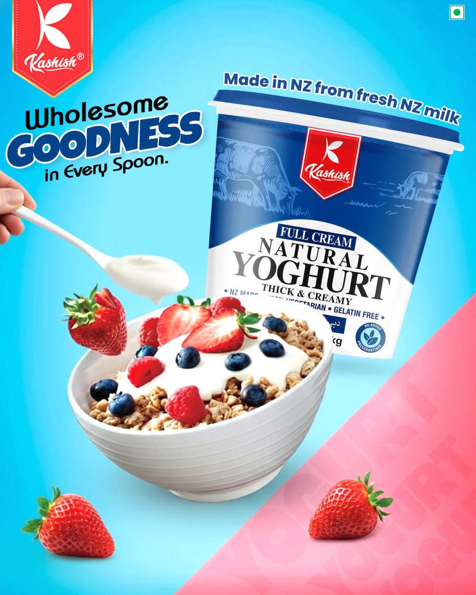 Wholesome GOODNESS in Every Spoon. 🥄

Experience the purity and richness of New Zealand with Kashish Full Cream Natural Yoghurt! Made thick and creamy from fresh NZ milk, it's the perfect way to start your day or enjoy a delicious, healthy snack.