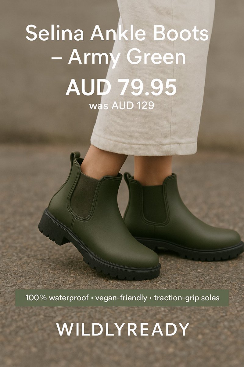 denis_bour84337's tweet image. Step out in style with the Selina Ankle Boots – Army Green ✨
Now $79.95 (down from $129) — waterproof, durable &amp;amp; beautifully crafted for everyday wear.
Free shipping over $100 + 30-day guarantee.
wildlyready.com.au/collections/an…  #StyleFinds #BootSale