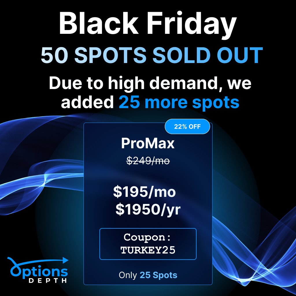 ‼️ Quick Black Friday update ‼️

The first 50 ProMax spots went way fast
— so we added 25 more at the same rate.

Code: TURKEY25

Once they’re gone, they’re gone 🥲