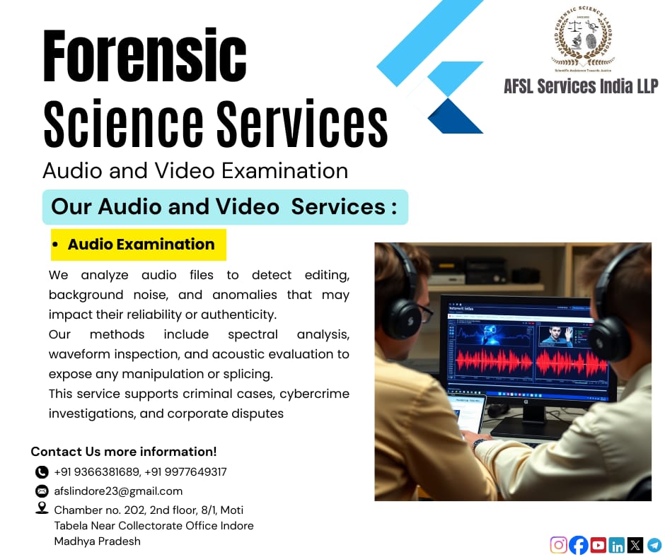 ForensicFor's tweet image. 🎥🎧 Audio &amp;amp; Video Forensic Services

✅ Audio Forensics
• Audio Authentication &amp;amp; Tampering Detection
• Audio Enhancement for Clarity
• Noise Reduction &amp;amp; Quality Improvement
• Speaker Identification &amp;amp; Voice Comparison
• Transcription of Poor-Quality Recordings