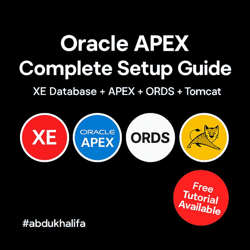 abdukhalifa92's tweet image. 🚀 Just published a complete Oracle APEX setup guide — and it’s 100% FREE!

After hours of configuring Oracle XE, APEX, ORDS &amp;amp; Tomcat, I documented EVERYTHING so you can set up your environment in 30–45 mins with zero hassle.

🔗 GitHub: lnkd.in/dB83bP53

#orclapex