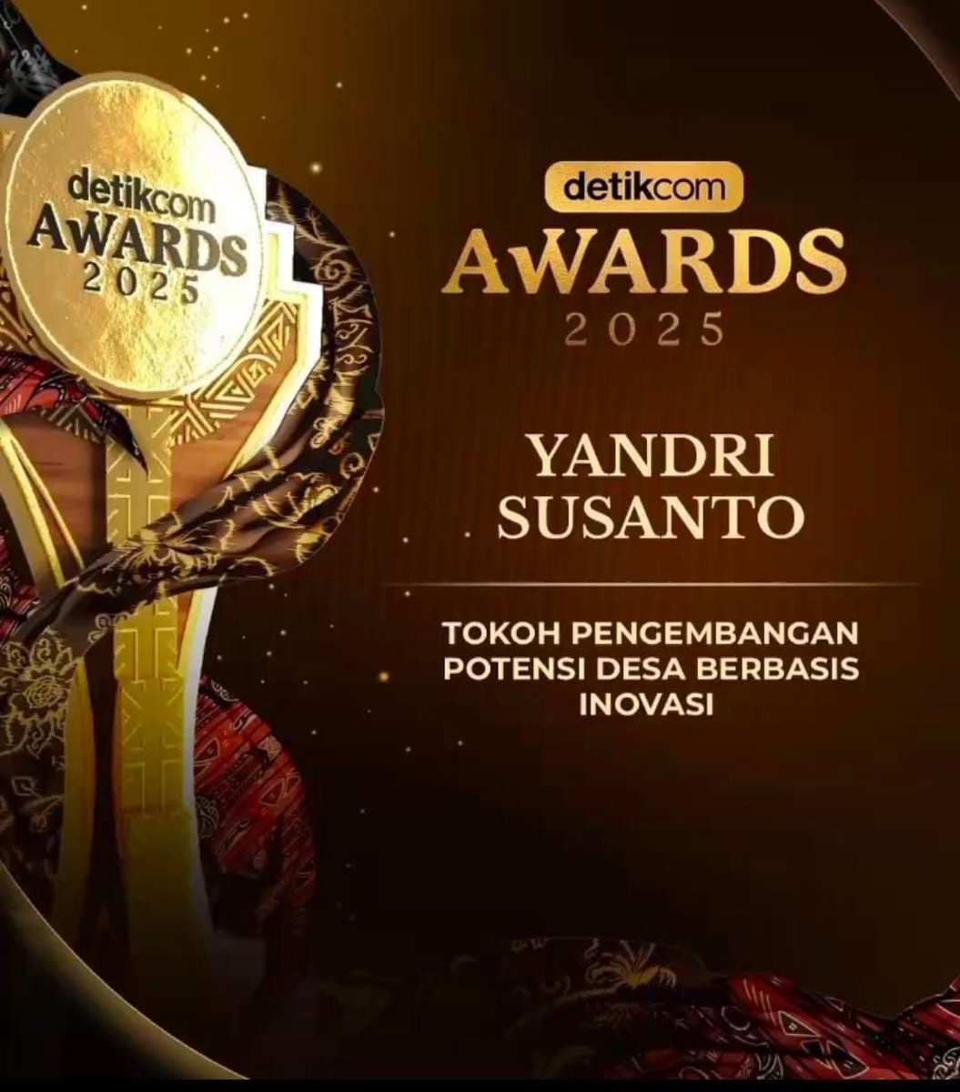 Menteri Desa PDT Yandri Susanto meraih penghargaan tokoh pengembangan potensi desa berbasis inovasi dalam detikcom awards 2025

#YandriSusantoInovator
#PenghargaanDetikcomAwards
#PotensiDesaBerbasisInovasi
#PenghargaanYandriSusanto
<a href="/prabowo/">Prabowo Subianto</a>
<a href="/YandriSusanto/">Yandri Susanto</a>
<a href="/ArizaPatria/">Ariza Patria</a>
