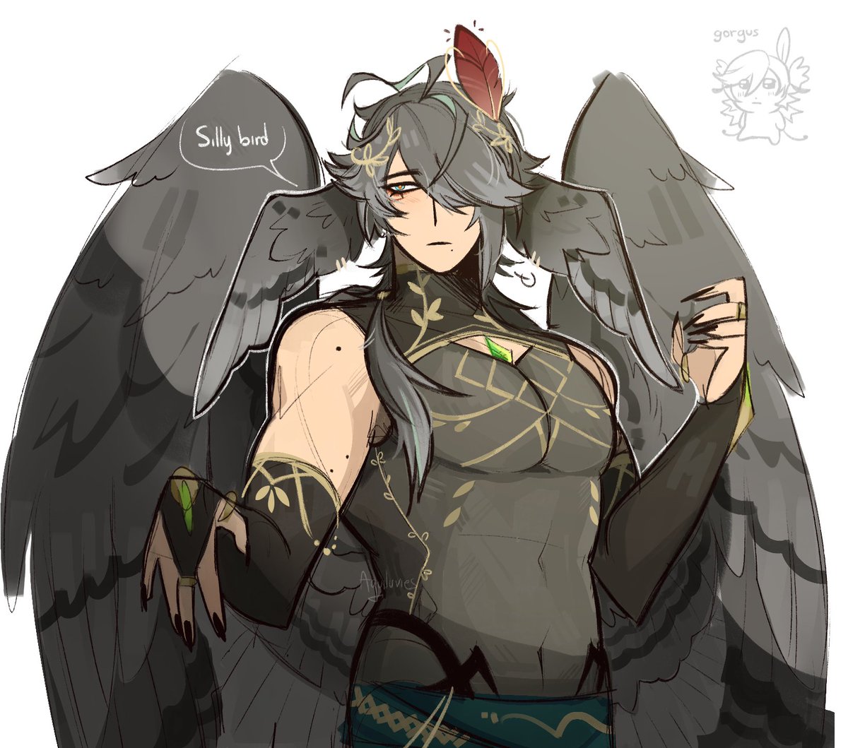 got inspired and wanted to make a doodle of this hthm. i wanted to add more gold details but i can't think of anything rn 😵‍💫