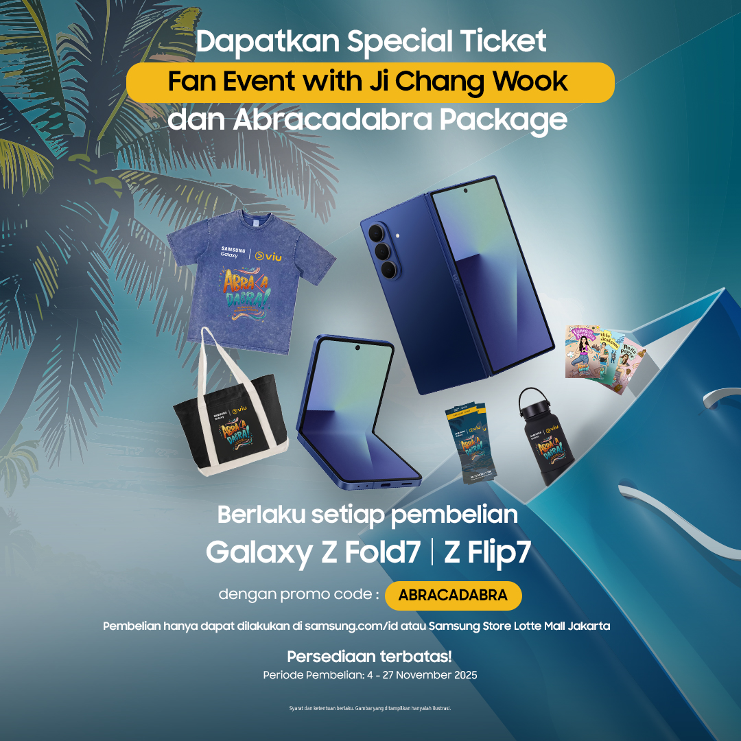 samsungID's tweet image. RT &amp;amp; Reply “Mau punya #GalaxyZFold7 #GalaxyZFlip7 #AbracadabraOnViu” buat yang pengen punya hp ini😍

Kesempatan terakhir hingga 27 November buat dapatkan special package Abracadabra! Dapatkan di samsung.com/id &amp;amp; Samsung Store Lotte Mall Jakarta! #ExploreGalaxyWay