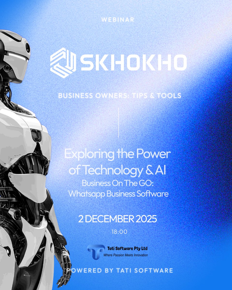 Hi everyone! 👋  
We’re running a free webinar for Creatives, Entrepreneurs and Businesses on the 2nd of Dec at 18:00.
We’ll show you create invoices, send emails, capture notes, all from Whatsapp using a local Business Tool called Skhokho. 
Register: lnkd.in/dzEmwzPJ