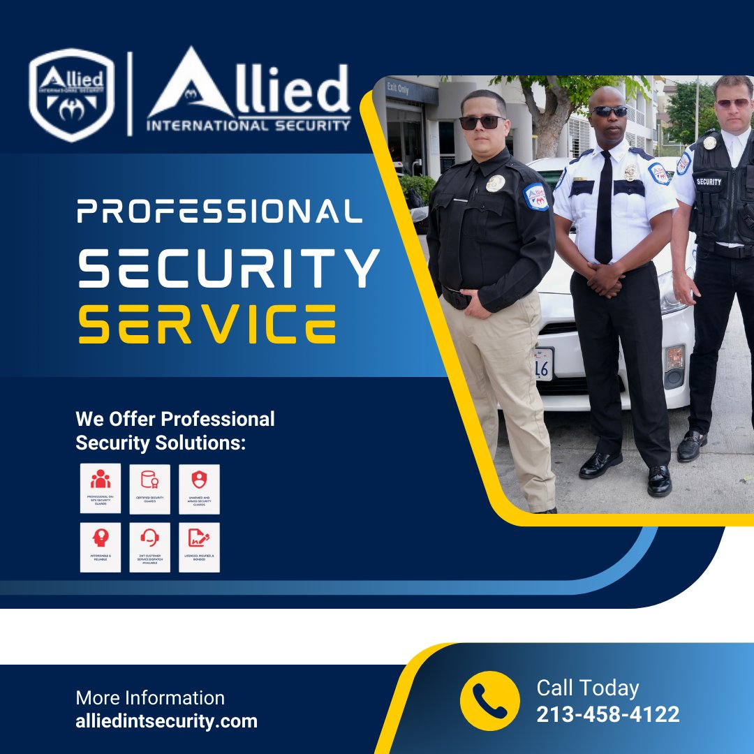 allied_guards's tweet photo. Your safety isn’t optional — it’s our mission. From businesses to events, our elite security officers protect California with confidence, discipline, and 24/7 commitment. 👮‍♂️ Secure Today. Stay Protected Tomorrow. 📞 213-458-4122 #CaliforniaSecurity #ProfessionalGuards #AlliedSec https://t.co/VQwzNzMi4X