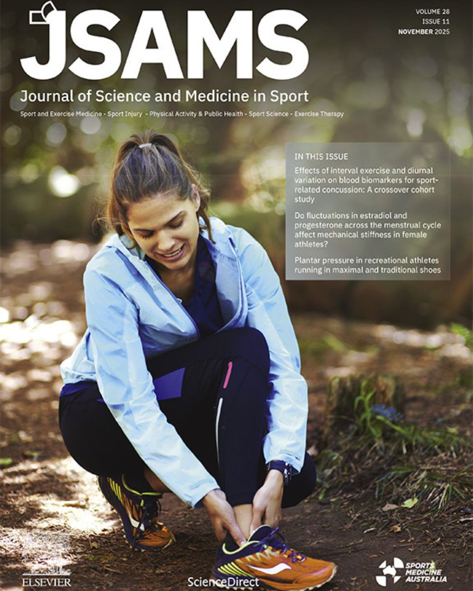 _JSAMS's tweet image. JSAMS Volume 28, Issue 11 – November 2025 is now live. Access the issue here: zurl.co/wV6KQ

#jsams #journalofscienceandmedicineinsport #sportsmedicine #sportsmedicinedoctors #sportscience #science #sport #sports #sportperformance