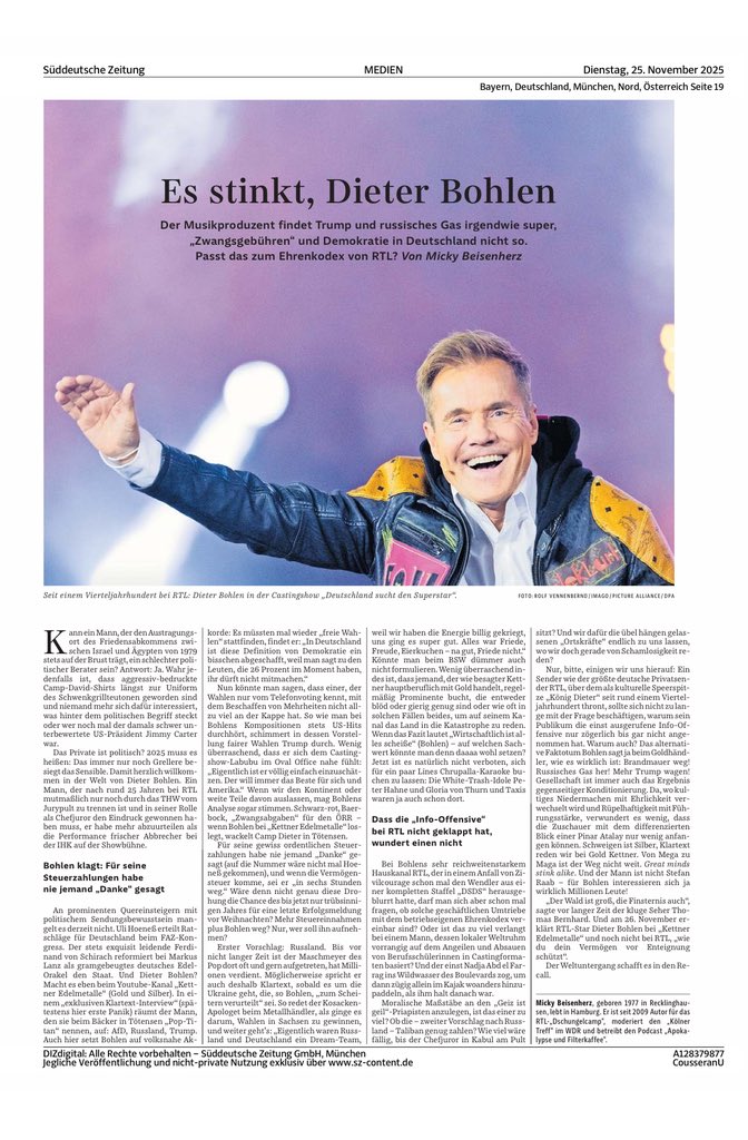 Was man hier sieht, ist ein Paradebeispiel für politische Disziplinierung mit moralischem Anstrich.
Ein Künstler äußert eine Meinung und plötzlich reden "Journalisten" von "Ehrenkodex" und "passt das zu RTL?".

Das sind typische Mechanismen aus protototalitären Dynamiken, und